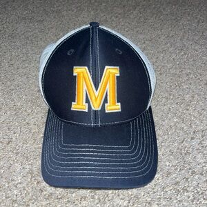 Michigan Wolverines Navy Blue White Trucker Snapback Adjustable Hat Logo OSFA
